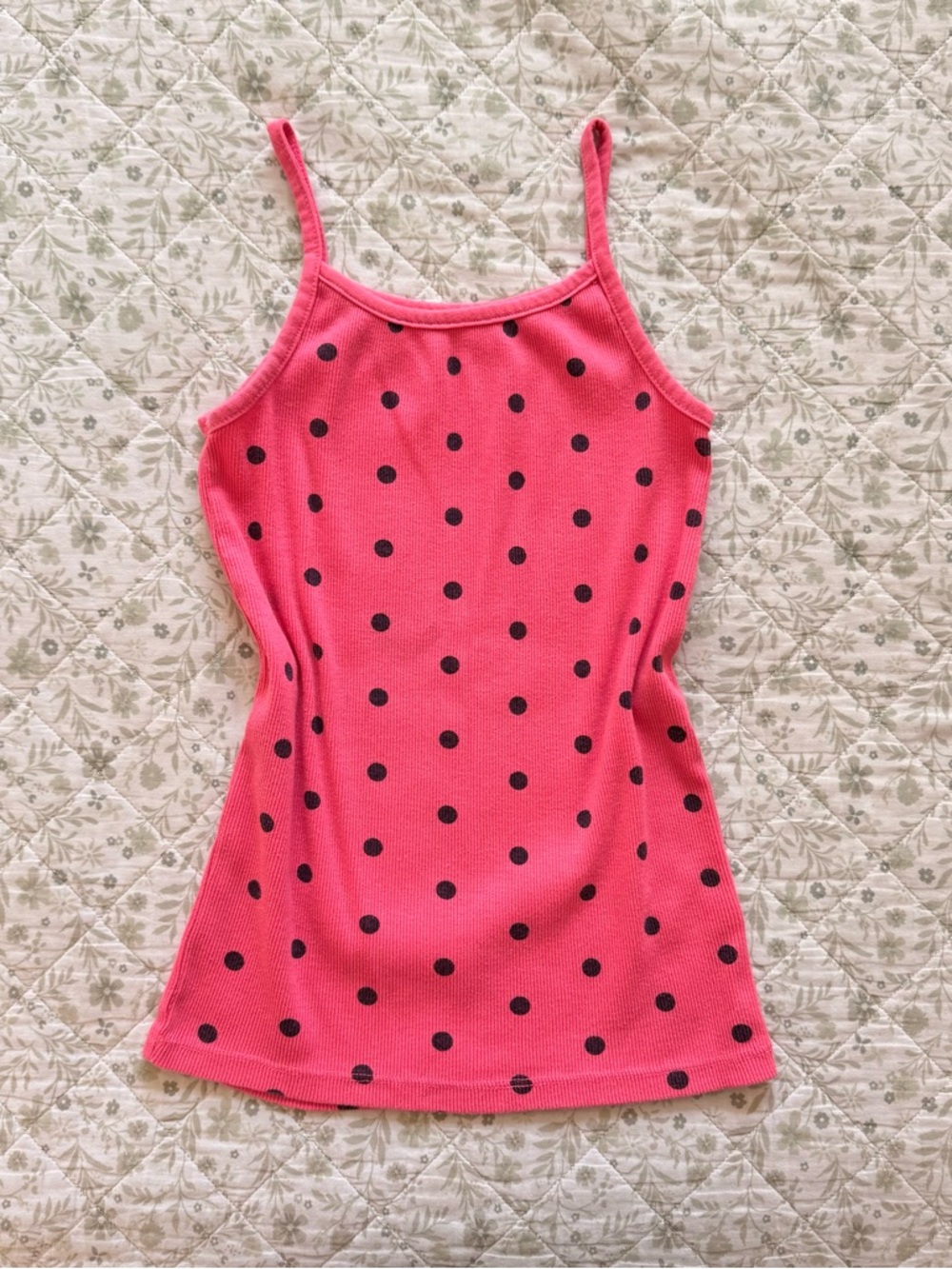 Gap pink and black polka dot tank top